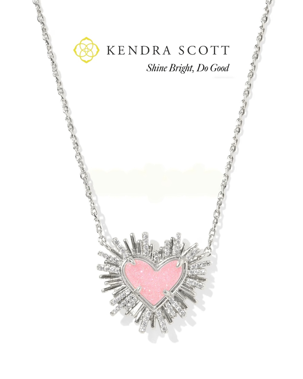 Dolly Parton x Kendra Scott Ari Heart Silver Short Pendant Necklace